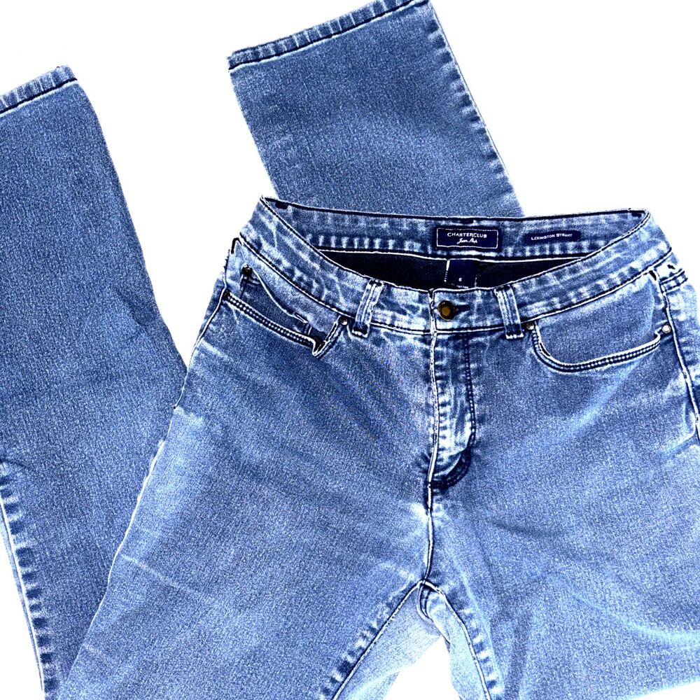 Charter Club Lexington Straight Jeans Women's Size 6 Blue Mid-Rise Stretch